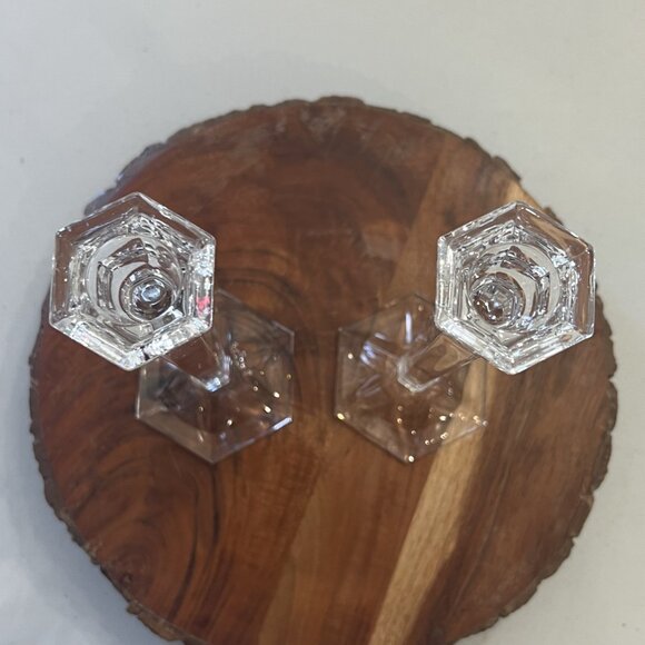 Pair of Handmade Geometric Cut Bohemian Crystal Candle Holders! - Picture 8 of 16